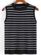 Romwe Striped Black Sweater Vest