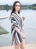 Romwe Fringe Trim Split Side Top