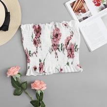 Romwe Floral Print Tube Top