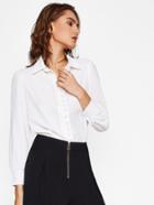 Romwe Button Front Chiffon Shirt
