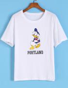 Romwe Donald Duck Print Loose T-shirt
