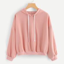 Romwe Drop Shoulder Lantern Sleeve Hoodie