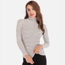 Romwe Striped Turtleneck Slim Jumper