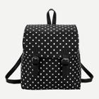 Romwe Polka Dot Double Buckle Strap Backpack