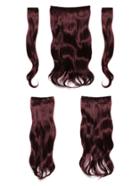 Romwe Black & Burgundy Clip In Soft Wave Hair Extension 5pcs