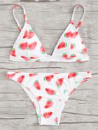 Romwe Allover Watermelon Print Bikini Set