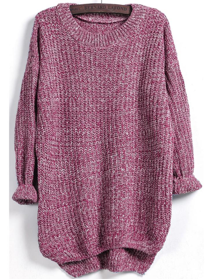 Romwe Dip Hem Marled Knit Jumper