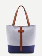 Romwe Color Block Pu Tote Bag
