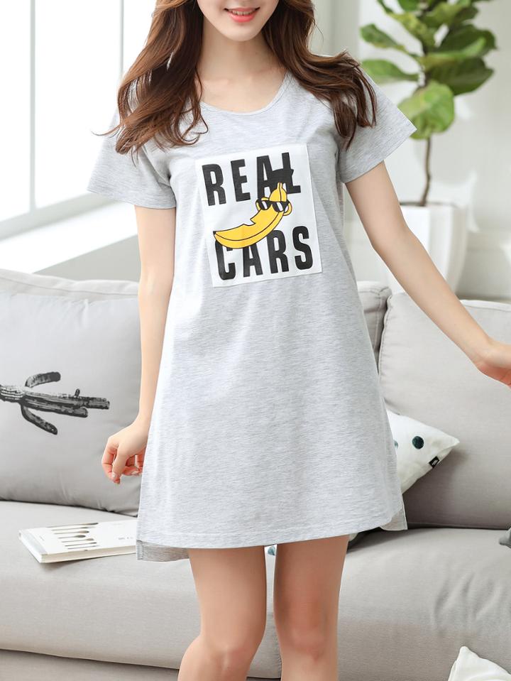 Romwe Letter Patched Split Side Dress