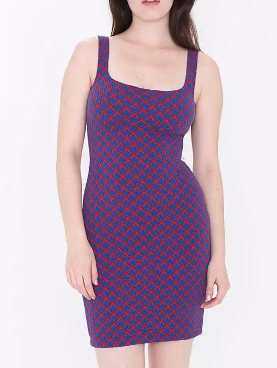 Romwe Spaghetti Strap Jacquard Sheath Red Blue Dress