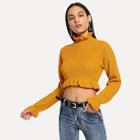 Romwe Ruffle Trim Crop Jumper