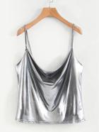 Romwe Draped Metallic Cami Top