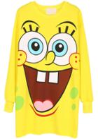 Romwe Cartoon Spongebob Print Yellow Sweatshirt