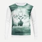 Romwe Men Deer Print Sweatshirt