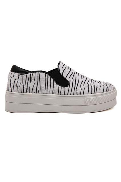 Romwe Zebra Print Platform White Sneaker