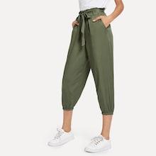 Romwe Frill Detail Solid Pant