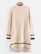 Romwe Pleated Velvet Hem Knit Dress