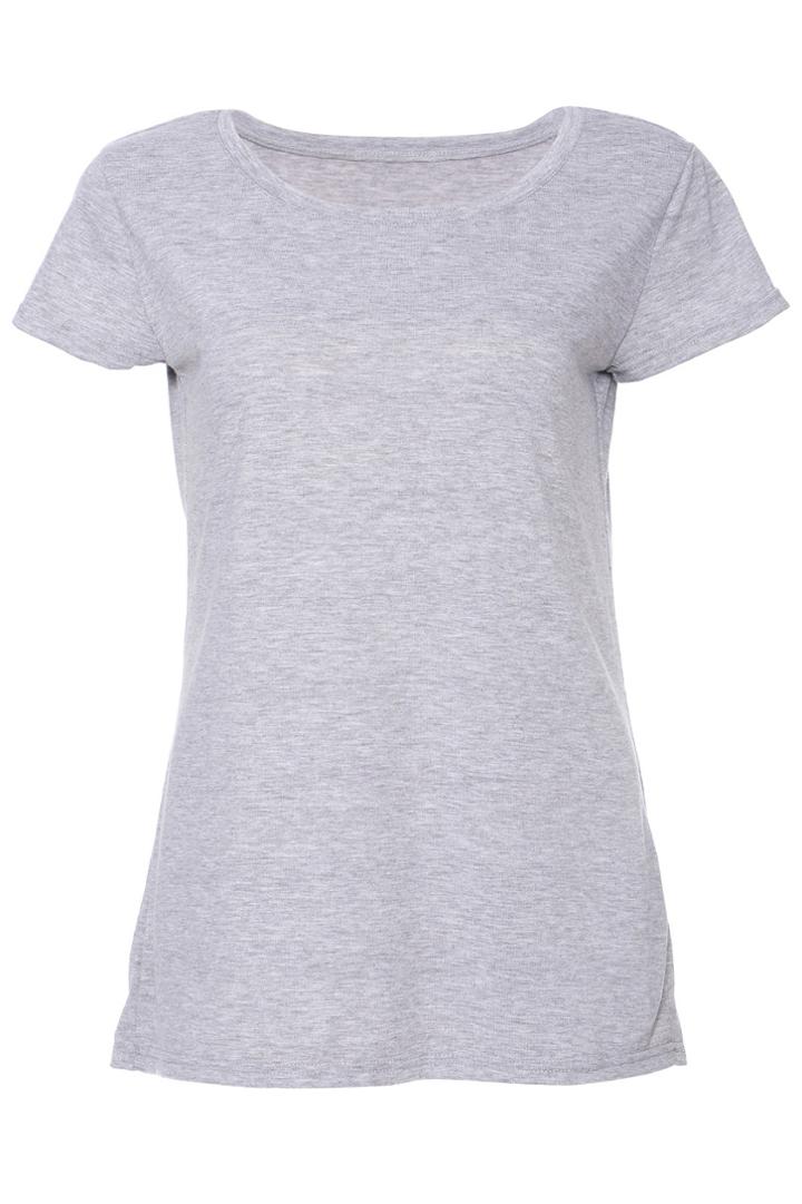 Romwe Romwe Rear Two Standing Horse Print Grey T-shirt