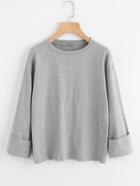 Romwe Drop Shoulder Cuffed T-shirt