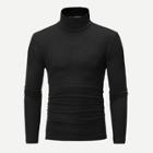 Romwe Men High Neck Solid Tee