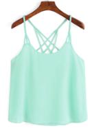 Romwe Braided Crisscross Chiffon Cami Top - Mint Green