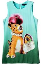 Romwe Tiger Print Green Dress