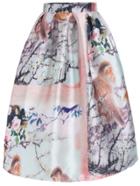Romwe Flower Monkey Print Flare Skirt