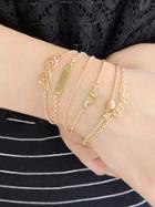 Romwe 5pcs/set Boho Chic Heart Geometric Love Letter Charm Bracelets