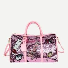 Romwe Sequins Patch Decor Duffle Bag