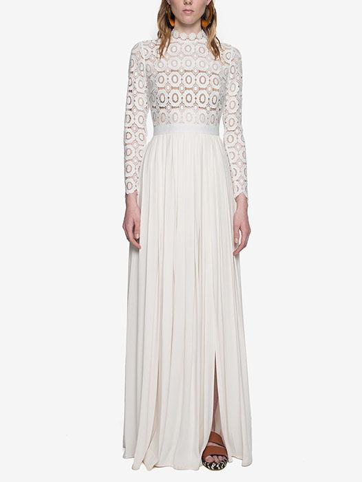Romwe High Neck Lace 2 In 1 Maxi Dress