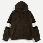Romwe Guys Pocket Front Panel Fleece Drawstring Hoodie