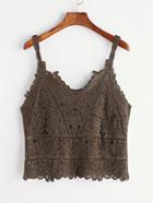 Romwe Crochet Lace Hollow Out Cami Top