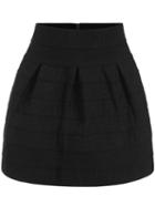 Romwe Black Geometric Obscure Flare Skirt