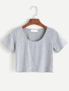 Romwe Grey Casual Crop T-shirt