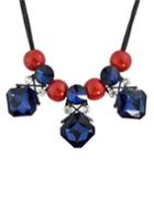 Romwe Blue Big Rhinestone Stone Necklace