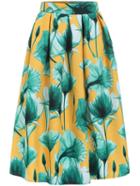 Romwe High Waist Floral Flare Skirt
