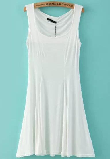 Romwe White Strap Slim Pleated Dress