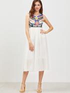 Romwe White Geometric Print Sleeveless Dress