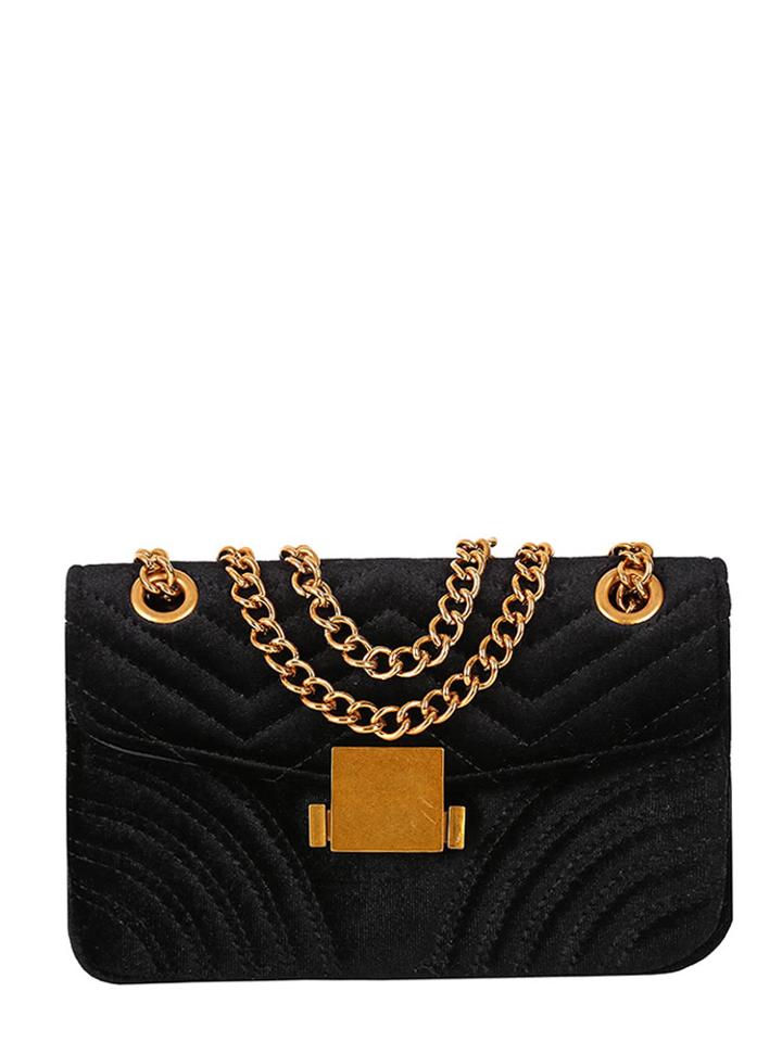 Romwe Chevron Detail Chain Bag