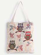 Romwe Three Owl Pattern Tote Bag