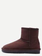 Romwe Dark Brwon Suede Fur Lined Flat Snow Boots