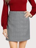 Romwe Pocket Side Plaid Skirt