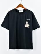 Romwe Black Hand Embroidered Drop Shoulder T-shirt