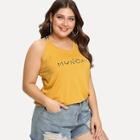 Romwe Plus Letter Strap Cross Back Top