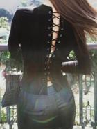 Romwe Crew Neck Lace Up T-shirt