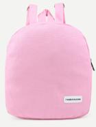 Romwe Pink Zip Front Canvas Dome Backpack