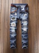 Romwe Men Ripped Stretch Stright Jeans