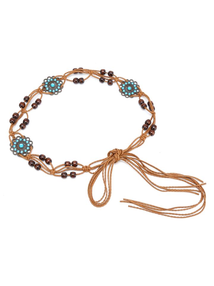 Romwe Flower Shaped Detail Woven Belt