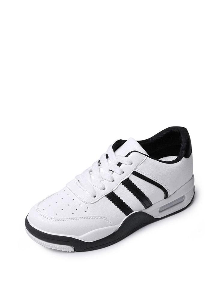 Romwe Striped Design Lace Up Sneakers