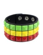 Romwe Colorful Adjustable Wide Leather Wrap Bracelet